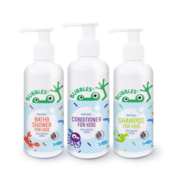 Bubbles rinkinys vaikams 3 x 200 ml (šampūnas, dušo želė, kondicionierius)