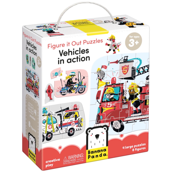 Figure It Out Puzzles Vehicles in Action, 3+, Banana Panda